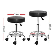 Artiss 2x Salon Stool Round Swivel Chair Black SALON-B-RD-BKX2