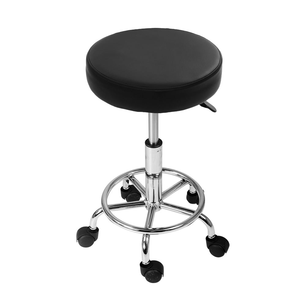 Artiss 2x Salon Stool Round Swivel Chair Black SALON-B-RD-BKX2