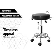 Artiss 2x Salon Stool Round Swivel Chair Black SALON-B-RD-BKX2