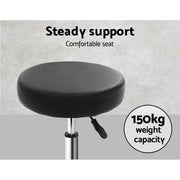 Artiss 2x Salon Stool Round Swivel Chair Black SALON-B-RD-BKX2
