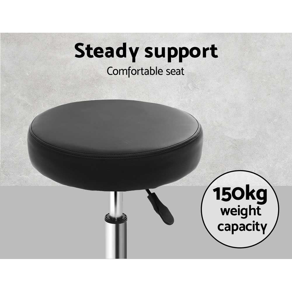Artiss 2x Salon Stool Round Swivel Chair Black SALON-B-RD-BKX2
