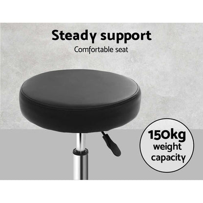 Artiss 2x Salon Stool Round Swivel Chair Black SALON-B-RD-BKX2