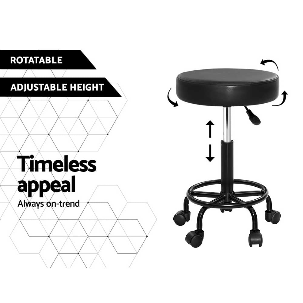Artiss Salon Stool Round Swivel Chair SALON-B-RD-NEW-BK