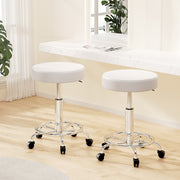 Artiss 2x Salon Stool Round Swivel Chair White SALON-B-RD-WHX2