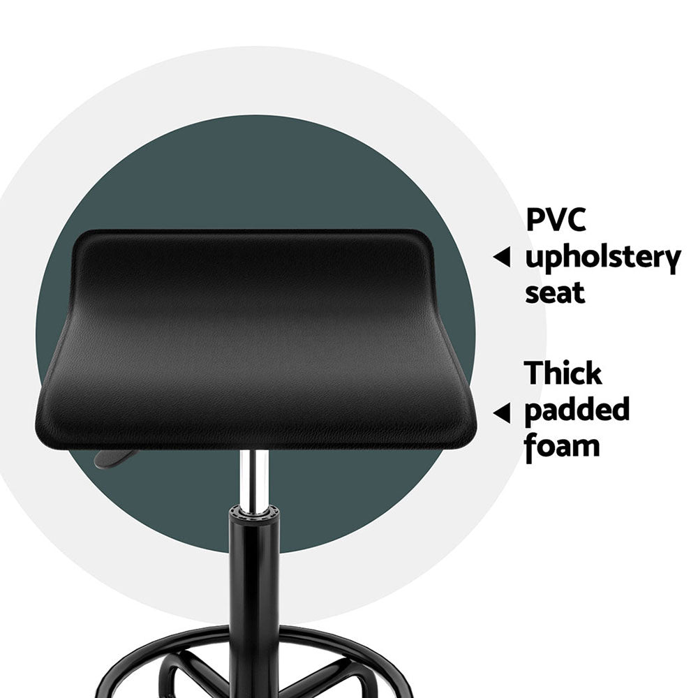 Artiss Salon Stool Square Swivel Chair Black SALON-B-SQ-BK