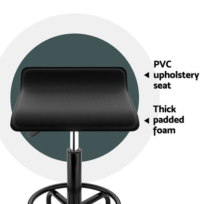 Artiss Salon Stool Square Swivel Chair Black SALON-B-SQ-BK