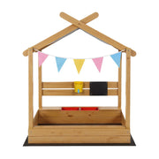 Keezi Kids Sandpit Wooden Sandbox Sand Pit with Canopy Water Basin Toys 146cm SAND-CANOPY-WATER-146