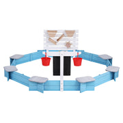 Keezi Kids Sandpit Wooden Round Sand Pit Funnel Bench Seat Beach Toys 215cm SAND-OCTA-FUNNEL