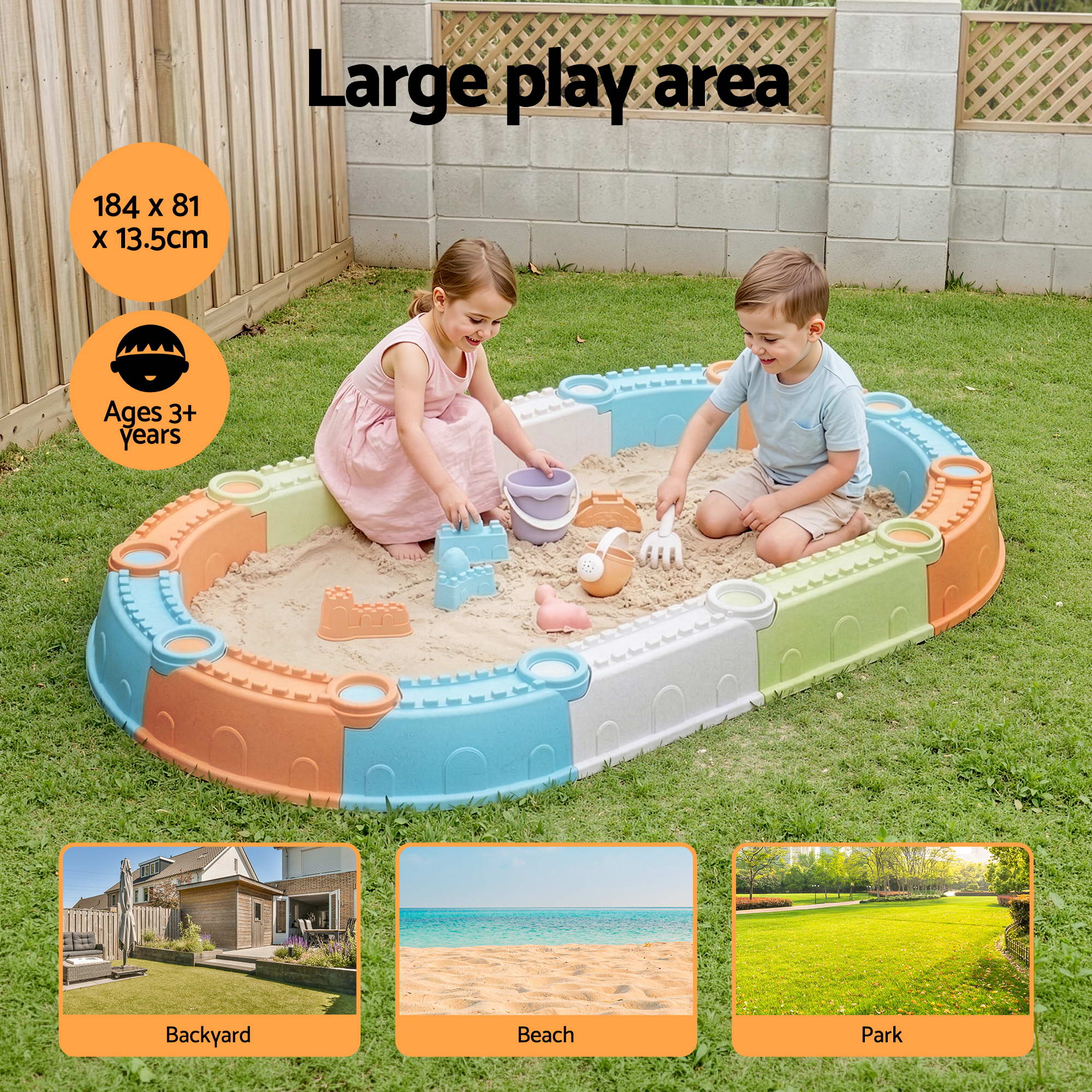 Keezi Kids Sandpit Set Beach Toys Sand Box Outdoor Backyard Play Area SAND-PLS-148-CLF