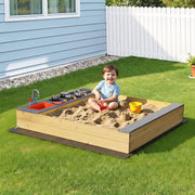 Keezi Wooden Sandpit Sand Pit Outdoor Kids Toy Box Mud Kitchen Sink Storage Bench SAND-SQUARE-SINK-146