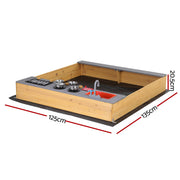 Keezi Wooden Sandpit Sand Pit Outdoor Kids Toy Box Mud Kitchen Sink Storage Bench SAND-SQUARE-SINK-146