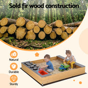 Keezi Wooden Sandpit Sand Pit Outdoor Kids Toy Box Mud Kitchen Sink Storage Bench SAND-SQUARE-SINK-146
