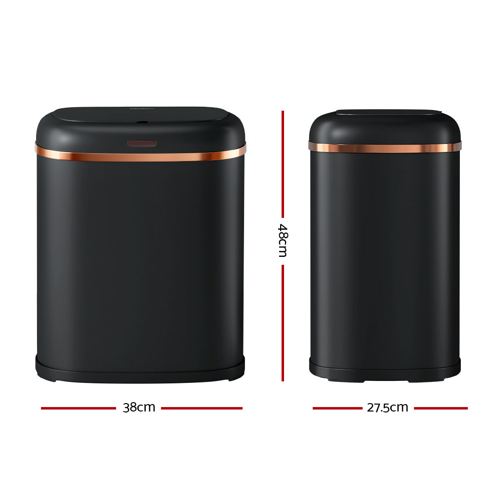 Devanti 38L Motion Sensor Bin Rubbish Automatic Black SB-40L-S06-BK