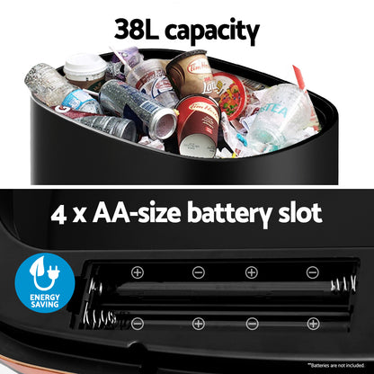Devanti 38L Motion Sensor Bin Rubbish Automatic Black SB-40L-S06-BK