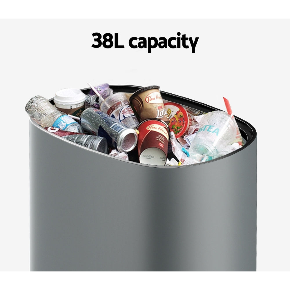 Devanti 38L Motion Sensor Bin Rubbish Automatic Grey SB-40L-S06-GR