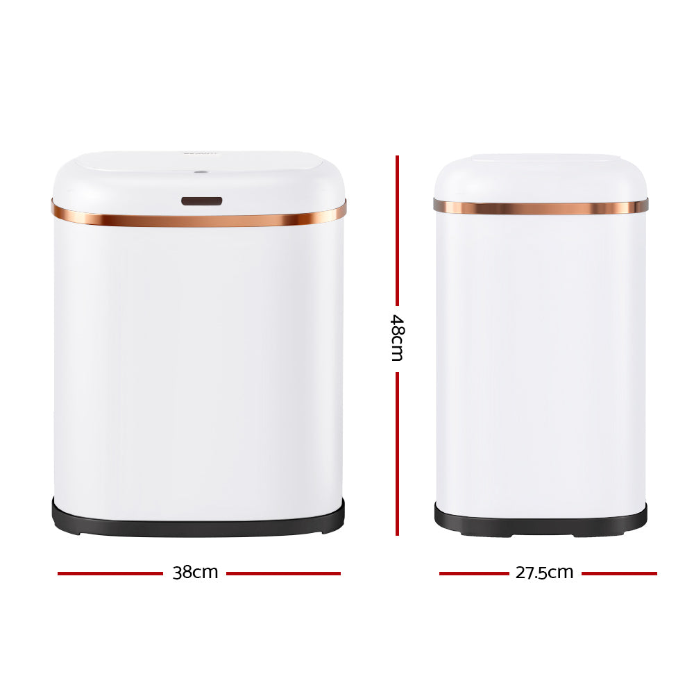 Devanti 38L Motion Sensor Bin Rubbish Automatic White SB-40L-S06-WH