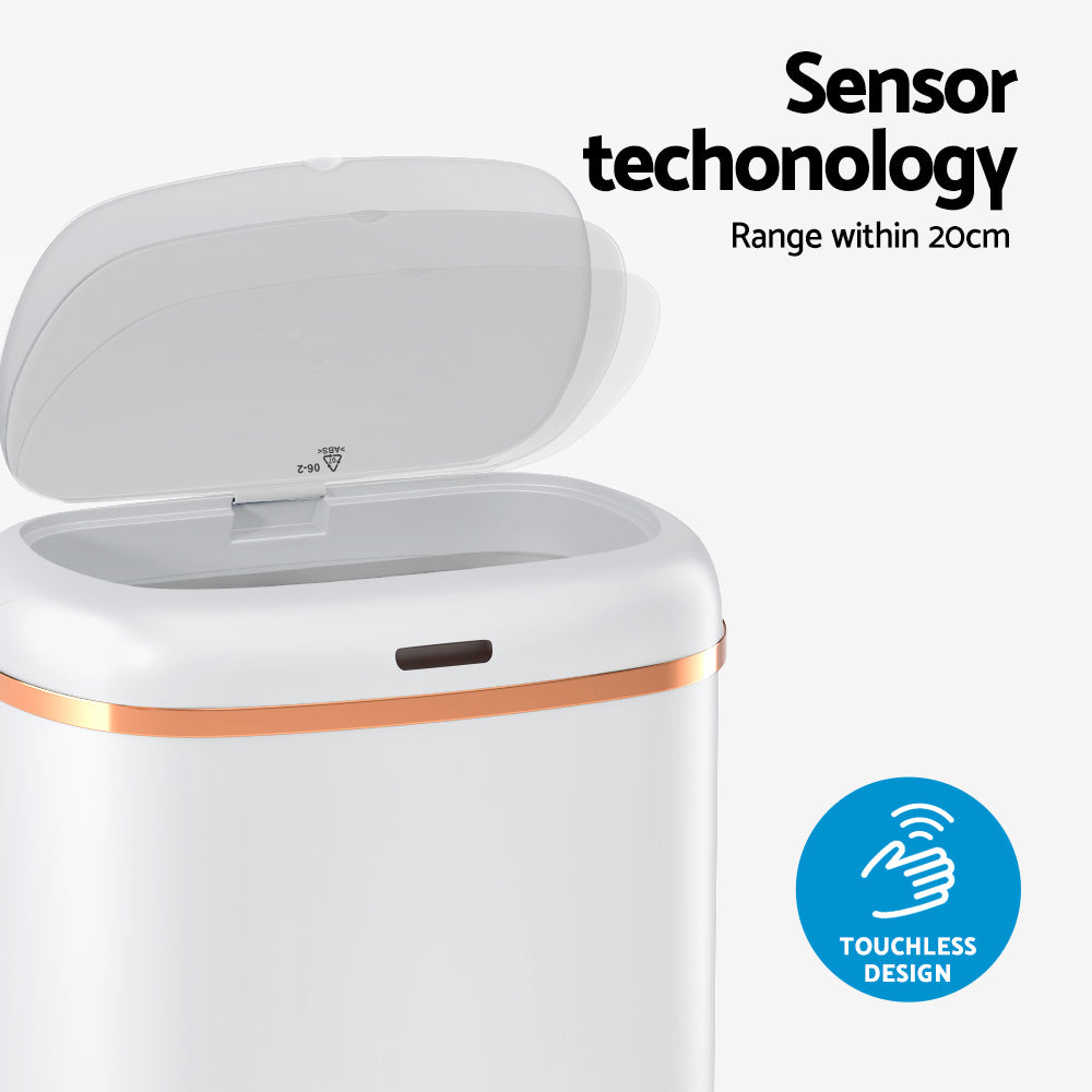 Devanti 38L Motion Sensor Bin Rubbish Automatic White SB-40L-S06-WH
