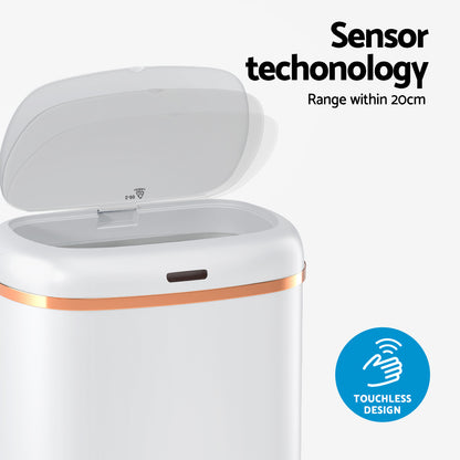 Devanti 38L Motion Sensor Bin Rubbish Automatic White SB-40L-S06-WH