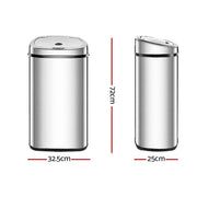 Devanti 50L Motion Sensor Bin Rubbish Automatic Silver SB-50L-S02-A