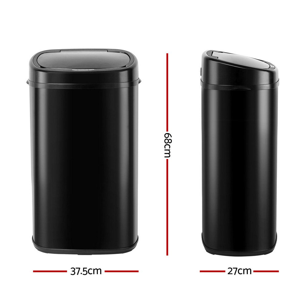 Devanti 58L Motion Sensor Bin Rubbish Automatic Black SB-58L-S06-BK