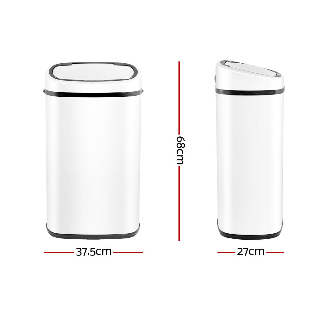 Devanti 58L Motion Sensor Bin Rubbish Automatic White SB-58L-S06-WH