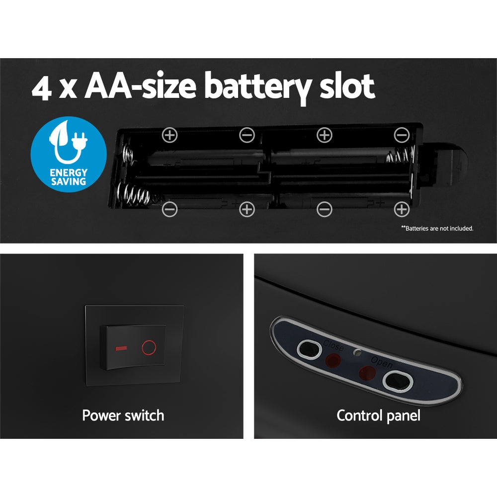 Devanti 82L Motion Sensor Bin Rubbish Automatic Black SB-82L-S24-BK