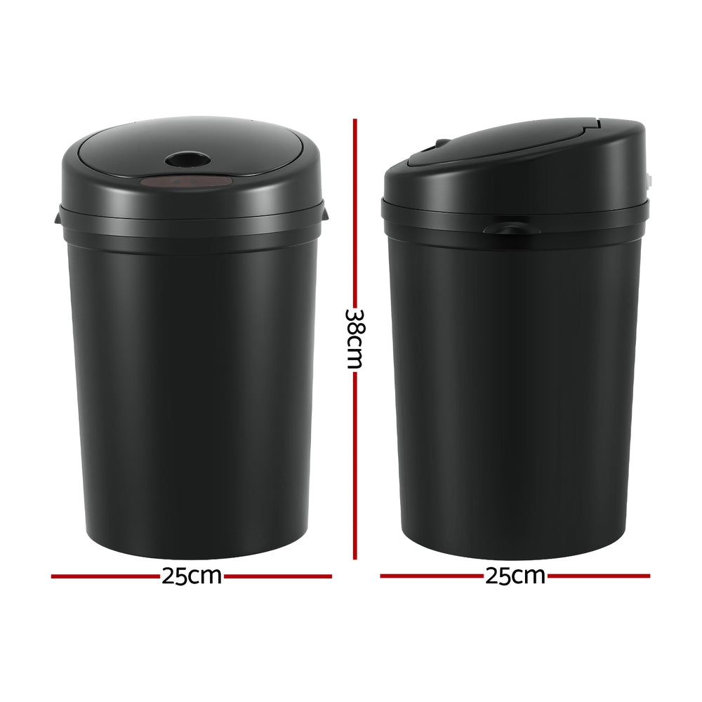 Devanti Sensor Bin Motion Rubbish Bins Kitchen Automatic Trash Can Black 9L SB-9LR10-BK