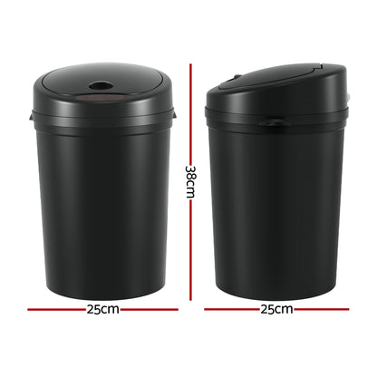 Devanti Sensor Bin Motion Rubbish Bins Kitchen Automatic Trash Can Black 9L SB-9LR10-BK