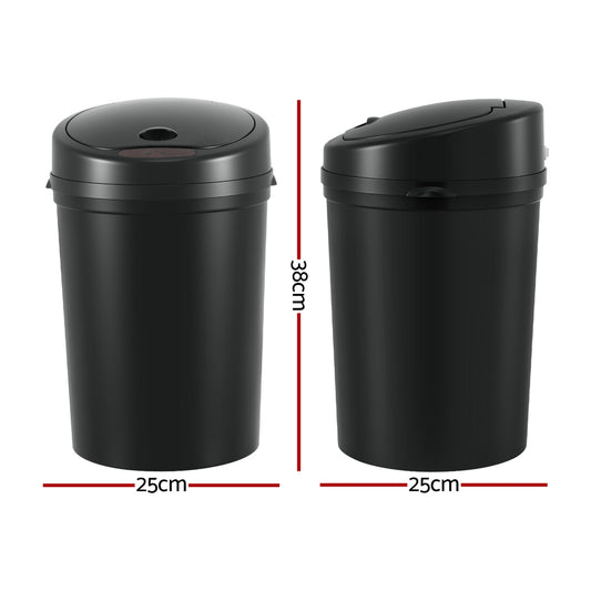 Devanti Sensor Bin Motion Rubbish Bins Kitchen Automatic Trash Can Black 9L SB-9LR10-BK