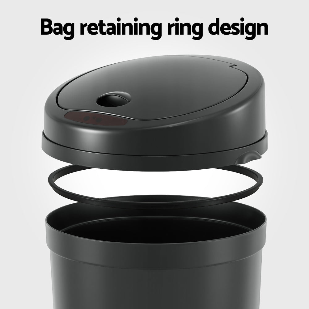 Devanti Sensor Bin Motion Rubbish Bins Kitchen Automatic Trash Can Black 9L SB-9LR10-BK