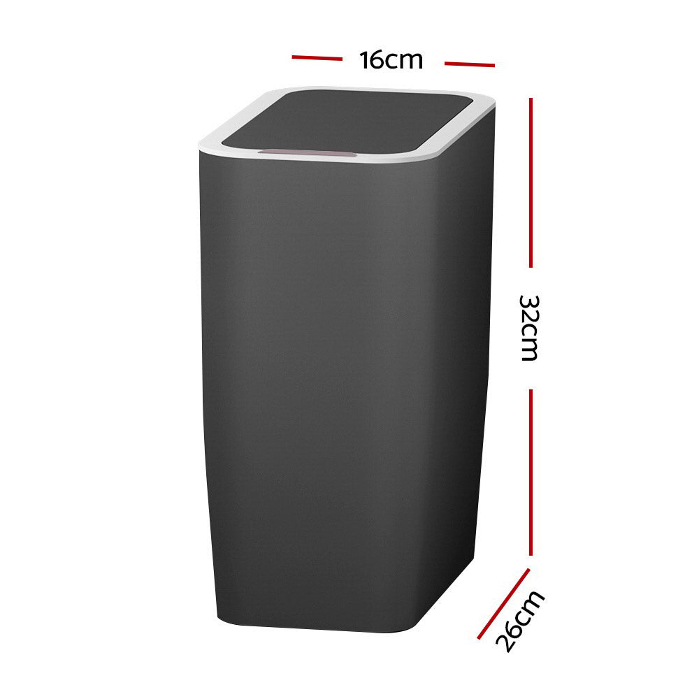 Devanti 9L Motion Sensor Bin Rubbish Automatic Ash Black SB-9LS26-BK