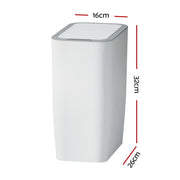 Devanti 9L Motion Sensor Bin Rubbish Automatic White SB-9LS26-WH