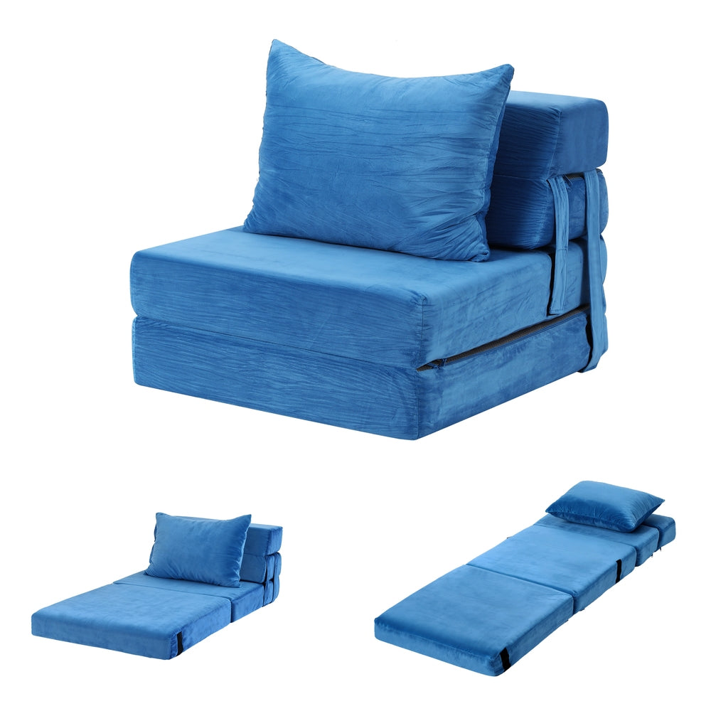 Artiss Convertible Folding Sofa Bed Armless Lounger Foam Floor Sofas Futons Couches SB-B-COMP-1010-BU