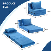 Artiss Convertible Folding Sofa Bed Armless Lounger Foam Floor Sofas Futons Couches SB-B-COMP-1010-BU