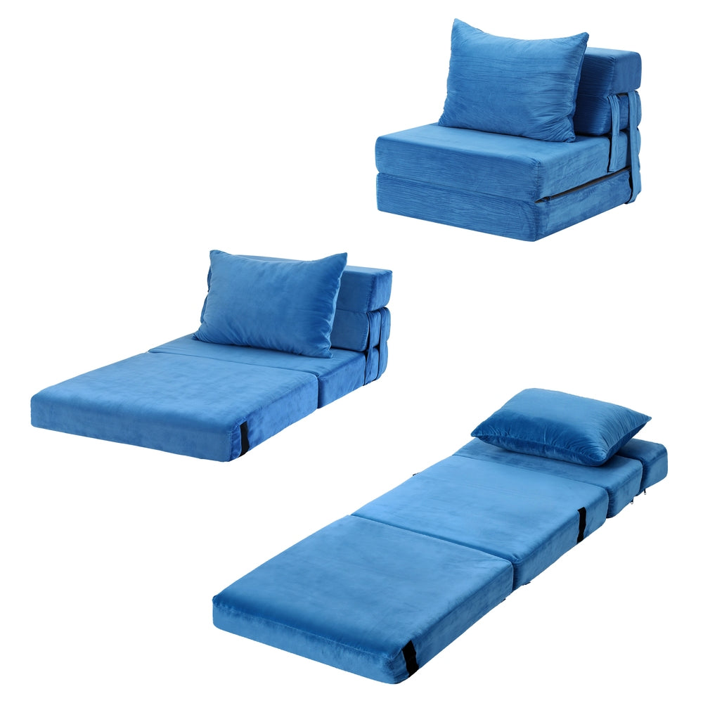Artiss Convertible Folding Sofa Bed Armless Lounger Foam Floor Sofas Futons Couches SB-B-COMP-1010-BU
