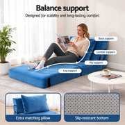Artiss Convertible Folding Sofa Bed Armless Lounger Foam Floor Sofas Futons Couches SB-B-COMP-1010-BU