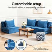 Artiss Convertible Folding Sofa Bed Armless Lounger Foam Floor Sofas Futons Couches SB-B-COMP-1010-BU