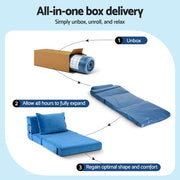 Artiss Convertible Folding Sofa Bed Armless Lounger Foam Floor Sofas Futons Couches SB-B-COMP-1010-BU