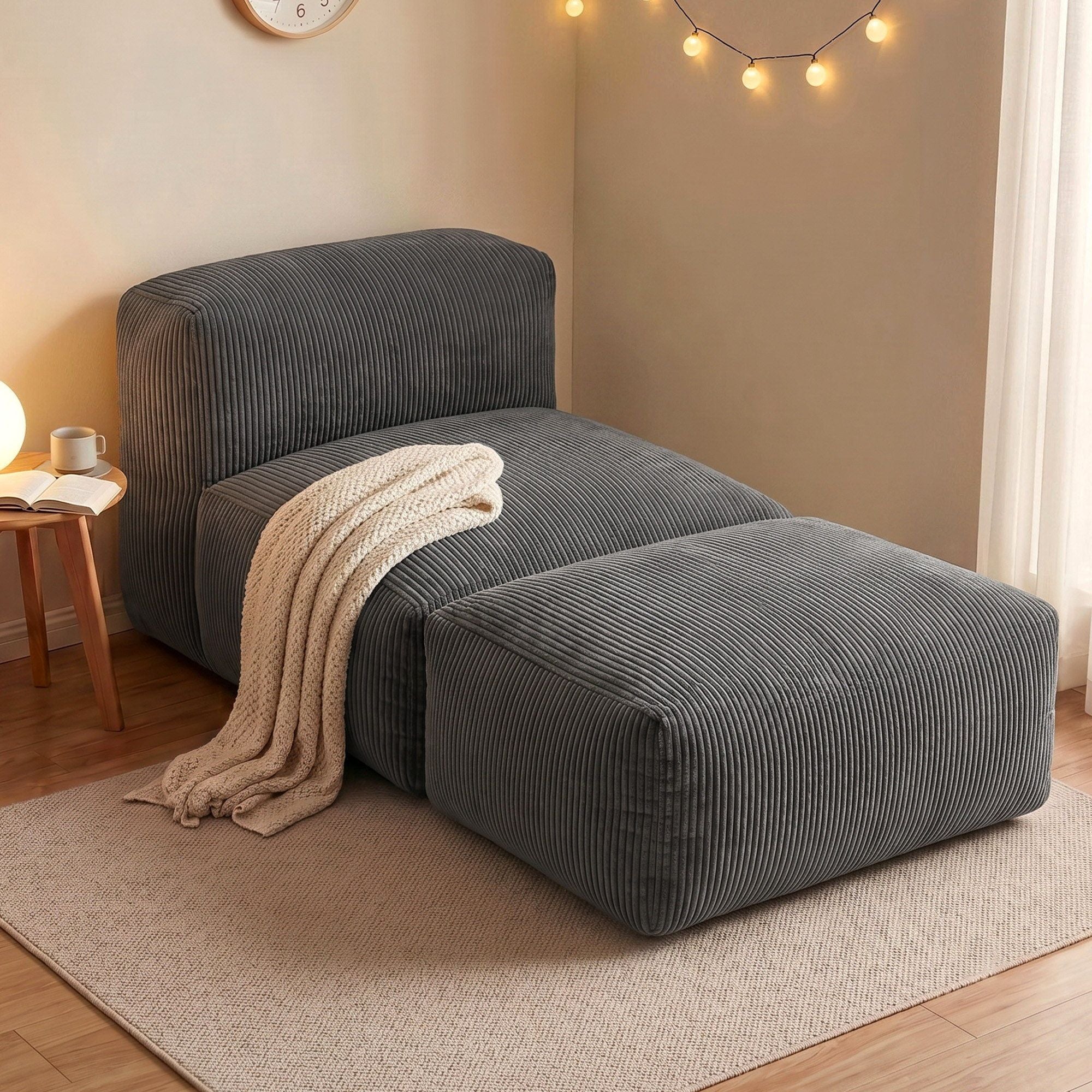 Artiss Foldable Bean Bag Sofa Bed Cloud Couch Boneless Floor Lounger Chair Grey SB-B-COMP-BBC-GY