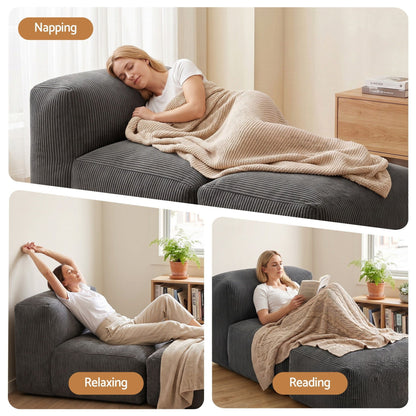 Artiss Foldable Bean Bag Sofa Bed Cloud Couch Boneless Floor Lounger Chair Grey SB-B-COMP-BBC-GY