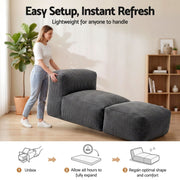 Artiss Foldable Bean Bag Sofa Bed Cloud Couch Boneless Floor Lounger Chair Grey SB-B-COMP-BBC-GY