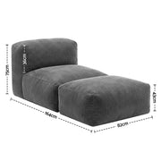 Artiss Foldable Bean Bag Sofa Bed Cloud Couch Boneless Floor Lounger Chair Grey SB-B-COMP-BBC-GY