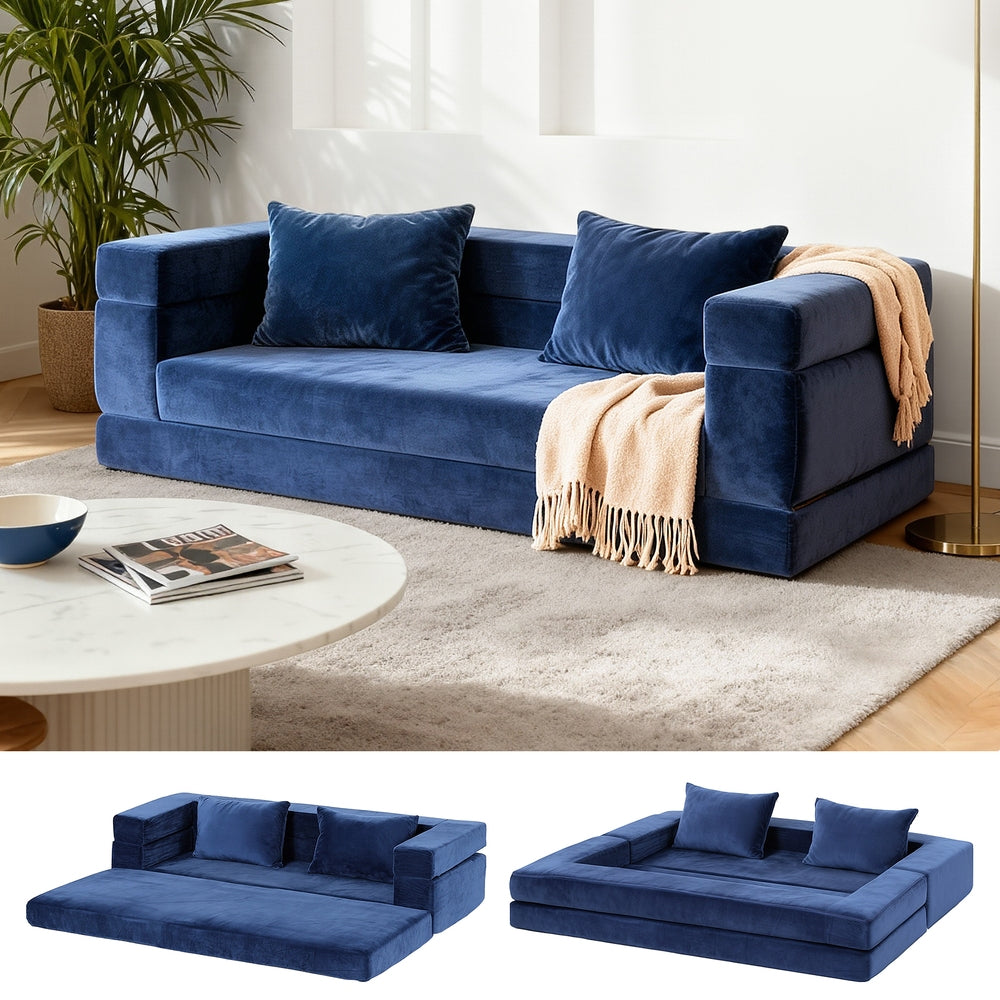 Artiss Convertible Folding Sofa Bed Pull Out Mattress Foldable Lounge Couch Chair SB-B-COMP-DBED-BL