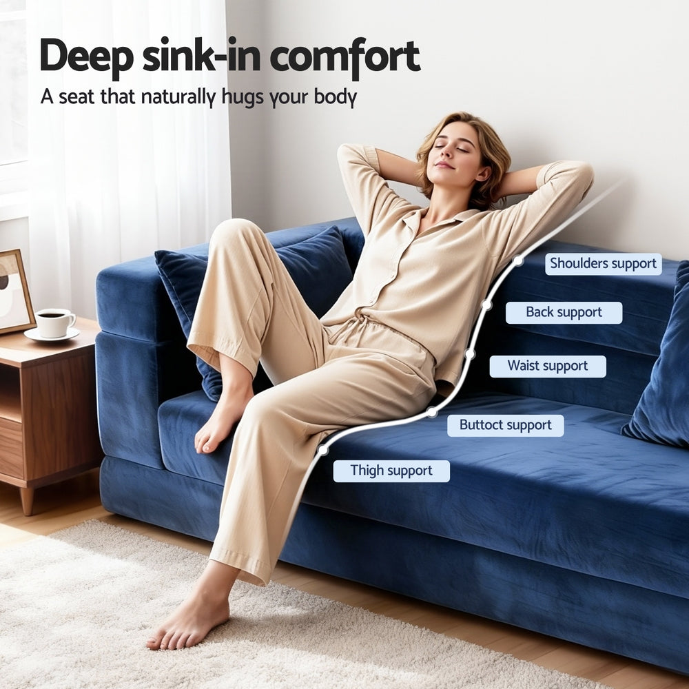 Artiss Convertible Folding Sofa Bed Pull Out Mattress Foldable Lounge Couch Chair SB-B-COMP-DBED-BL