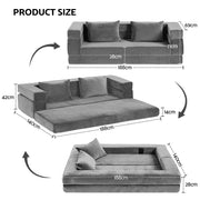 Artiss Convertible Folding Sofa Bed Pull Out Mattress Foldable Lounge Couch Grey SB-B-COMP-DBED-GY