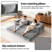 Artiss Convertible Folding Sofa Bed Pull Out Mattress Foldable Lounge Couch Grey SB-B-COMP-DBED-GY