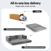 Artiss Convertible Folding Sofa Bed Pull Out Mattress Foldable Lounge Couch Grey SB-B-COMP-DBED-GY