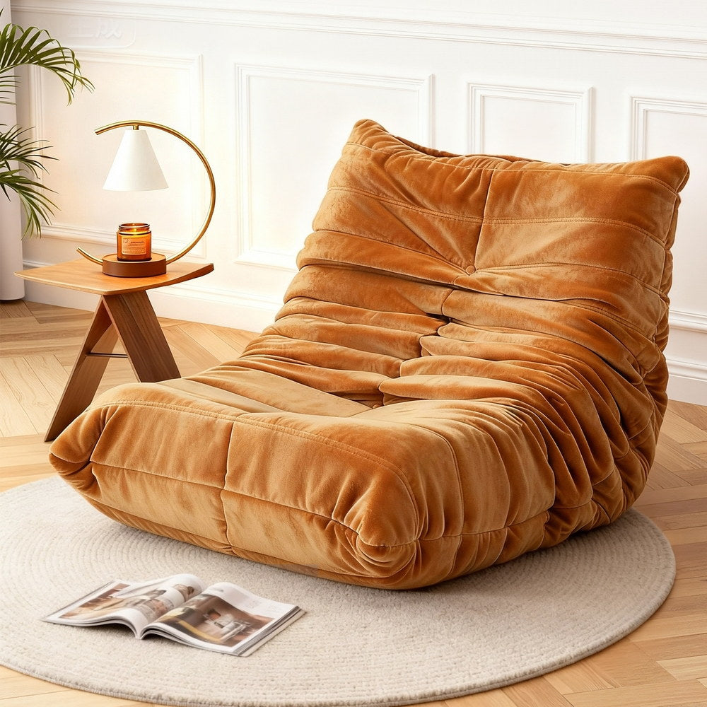 Artiss Lazy Sofa Accent Chair Floor Couch Leisure Lounge Foam Pouffe Recliner SB-B-COMP-LZSF-BR