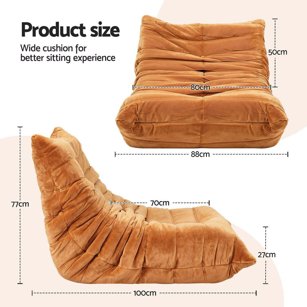 Artiss Lazy Sofa Accent Chair Floor Couch Leisure Lounge Foam Pouffe Recliner SB-B-COMP-LZSF-BR
