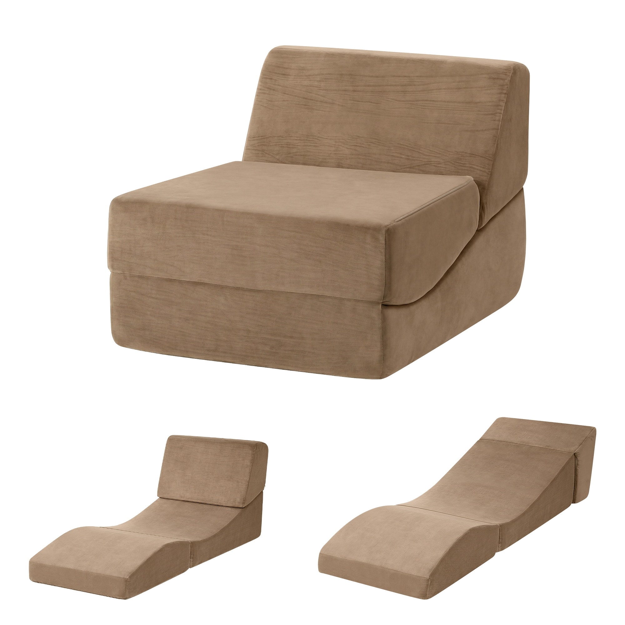 Artiss Folding Sofa Bed Convertible Armless Foam Floor Futon Lounger Couch Brown SB-B-FOLD-BR